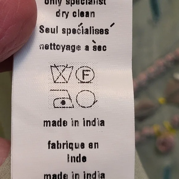 Blank London Pale Green and Yellow Sheer Embroidered Peasant Blouse - Size XS - Picture 10 of 11